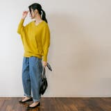 Vネックドルマン綿ニット プルオーバー セーター | atONE | 詳細画像38