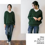 Vネックドルマン綿ニット プルオーバー セーター | atONE | 詳細画像3