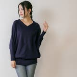 Vネックドルマン綿ニット プルオーバー セーター | atONE | 詳細画像39
