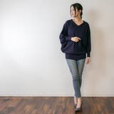 Vネックドルマン綿ニット プルオーバー セーター | atONE | 詳細画像42