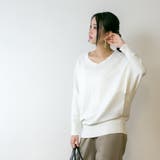 Vネックドルマン綿ニット プルオーバー セーター | atONE | 詳細画像45