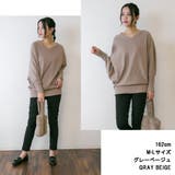 Vネックドルマン綿ニット プルオーバー セーター | atONE | 詳細画像4