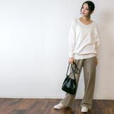 Vネックドルマン綿ニット プルオーバー セーター | atONE | 詳細画像49