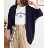 ネイビー | 綿ニットドルマンカーディガン トップス 夏服 | atONE