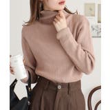 グレーベージュ | タートルネックリブニット | atONE