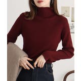 バーガンディ | タートルネックリブニット | atONE