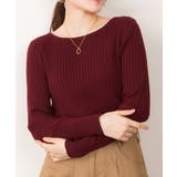 バーガンディ | リブニットボートネックセーター | atONE
