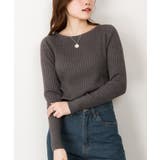 杢グレー | リブニットボートネックセーター | atONE