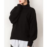 ブラック | チャンキー鹿の子編みセーター | atONE