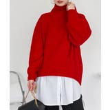 レッド | チャンキー鹿の子編みセーター | atONE