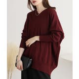 Vネックリブドルマンセーター | atONE | 詳細画像1