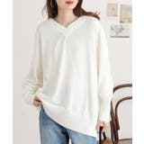 オフホワイト | Vネックリブドルマンセーター | atONE