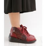 ワインスムース | らくらくクッション フラワーモチーフ レースアップ ブーツ | attagirl