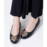 ブラックスムース | ラウンドトゥフラワーモチーフパンプス | attagirl 