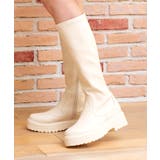 アイボリースムース | 4.5cmヒール 厚底トラックソールロングブーツ | attagirl