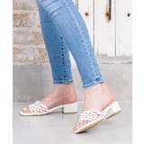 ホワイトスムース | 4cmヒール編みメッシュミュールサンダル | attagirl 