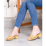 イエロースムース | 4cmヒール編みメッシュミュールサンダル | attagirl 