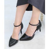 ブラックスムース | 8cmハイヒールポインテッドトゥストラップパンプス | attagirl