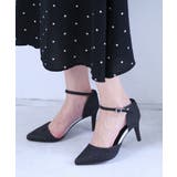 ブラックグリッター | 8cmハイヒールポインテッドトゥストラップパンプス | attagirl