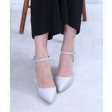 シルバーグリッター | 8cmハイヒールポインテッドトゥストラップパンプス | attagirl