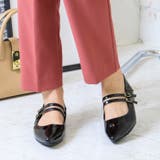 ブラックエナメル | ダブルストラップパンプス | attagirl 