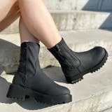 ブラックスムース | 厚底ヒールサイドジッパーブーツ | attagirl