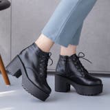ブラックスムース | 厚底ハイヒールレースアップブーツ | attagirl