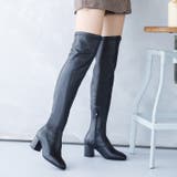 ブラックスムース | スクエアトゥストレッチニーハイブーツ | attagirl 