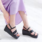 ブラックスムース | スクエアトゥストラップサンダル | attagirl 