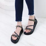 ブラックスムース | ピラミッドスタッズサンダル | attagirl