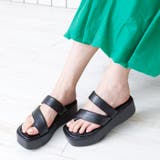 ブラックスムース | 厚底トングミュールサンダル | attagirl