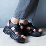 ブラックスムース | 厚底レースアップスポーツサンダル | attagirl