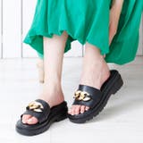 ブラックスムース | 厚底チェーンモチーフミュールサンダル | attagirl 