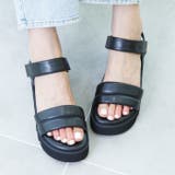 ブラックスムース | 厚底パデットベルトサンダル | attagirl