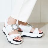 ホワイト | ビジューバックルスポーツサンダル | attagirl 