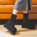 ブラックスエード | 厚底ステッチショートブーツ | attagirl