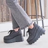 ブラックグリッター | 厚底レースアップスニーカー | attagirl 