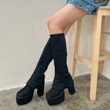 ブラックスエード | 厚底ストレッチカバーブーツ | attagirl