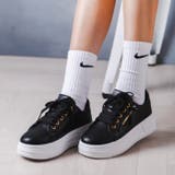 ブラックスムース | ジッパーデザインレースアップスニーカー | attagirl