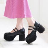 ブラックスムース | 厚底ダブルストラップドレスシューズ | attagirl