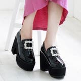 厚底ビジューバックルローファー | attagirl  | 詳細画像21 