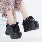ブラックスムース | 厚底フリルスニーカー | attagirl