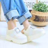 ホワイトスムース | 厚底ビジューバックルスニーカー | attagirl