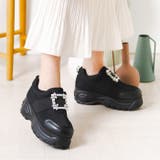 ブラックスムース | 厚底ビジューバックルスニーカー | attagirl