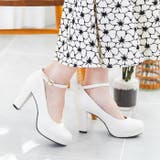 アイボリースムース | 9cmチャンキーヒールラウンドトゥストラップパンプス | attagirl