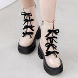 アイボリースムース | 厚底リボンレースアップブーツ | attagirl 