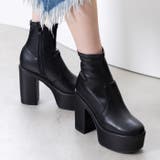 13cmヒール 厚底プラットフォームストレッチショートブーツ | attagirl  | 詳細画像12 