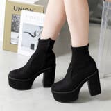 13cmヒール 厚底プラットフォームストレッチショートブーツ | attagirl  | 詳細画像17 
