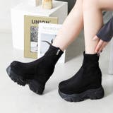ブラックスエード | 厚底スニーカーソールストレッチブーツ | attagirl 