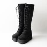 厚底ソールレースアップロングブーツ | attagirl  | 詳細画像2 